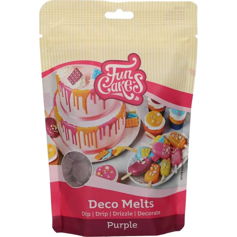 Fialová snadno rozpustná poleva v peckách FunCakes na zdobení dortů a dezertů, balení 250 g