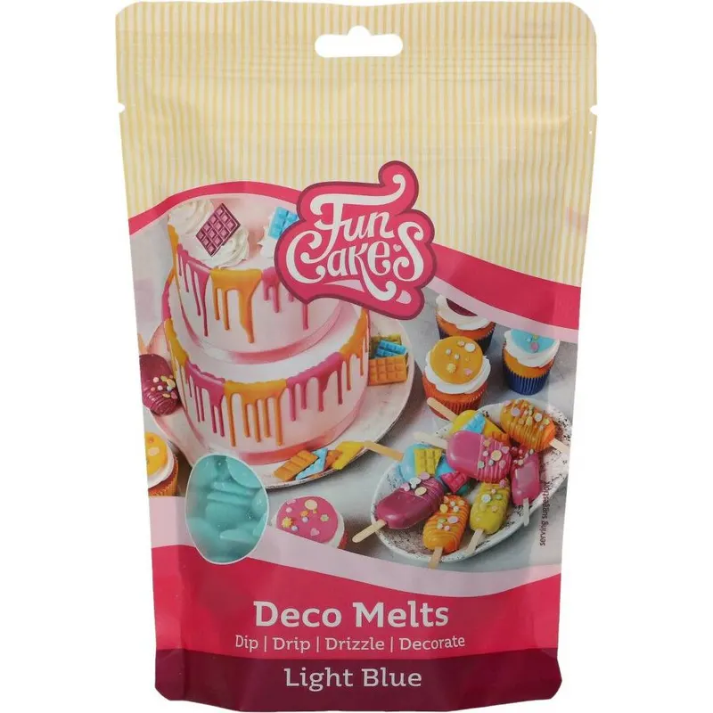 Světle modrá snadno rozpustná poleva v peckách FunCakes pro zdobení dortů, cake pops a zákusků