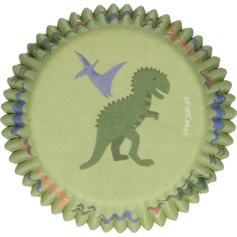 Papírové košíčky na muffiny s motivem dinosaurů od značky FunCakes, balení 48 kusů