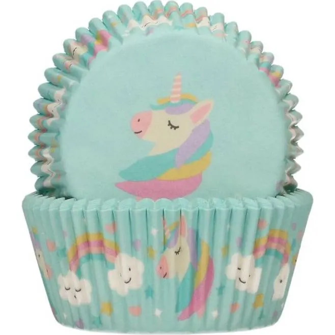 Papírové košíčky s motivem jednorožce na pečení muffinů, balení 48 kusů o rozměru 5 x 3,2 cm