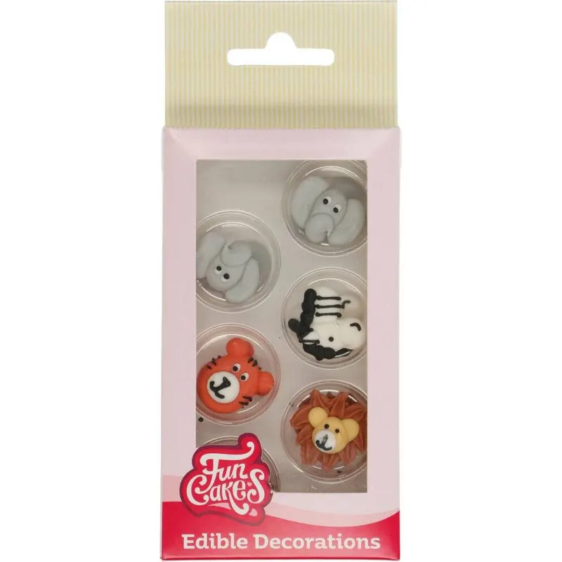 Cukrové zdobení ve tvaru zvířátek ze zoo od značky FunCakes, 12 kusů pro zdobení dortů a dezertů