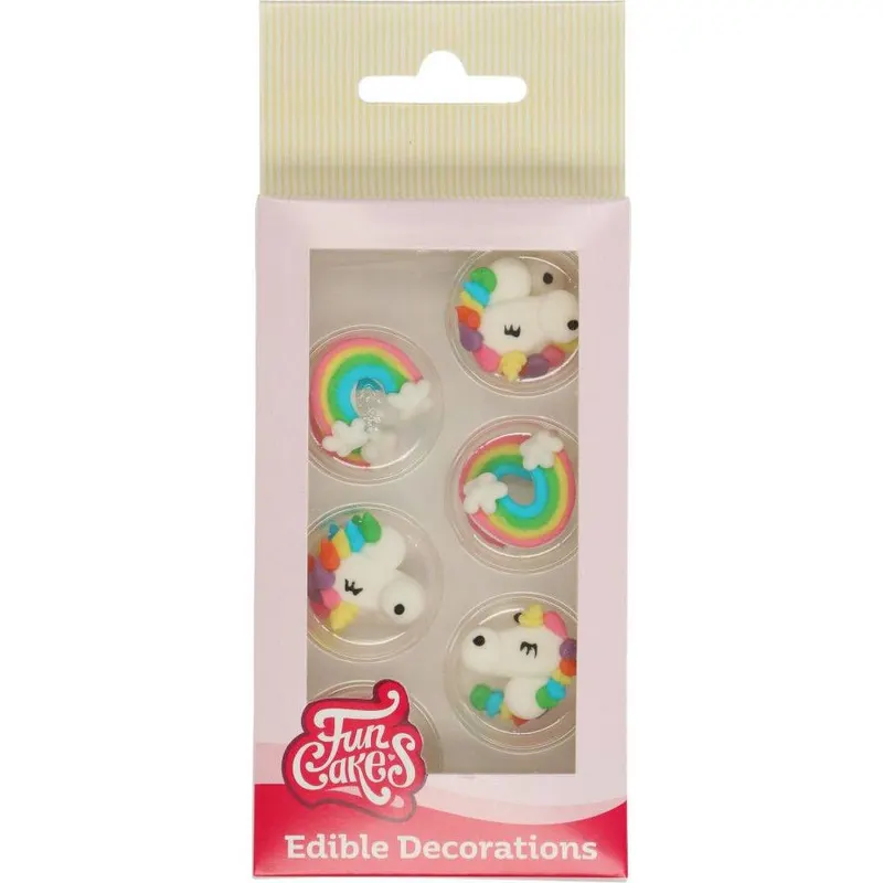 Cukrové zdobení ve tvaru jednorožců od značky FunCakes, 12 kusů na dort a cupcakes