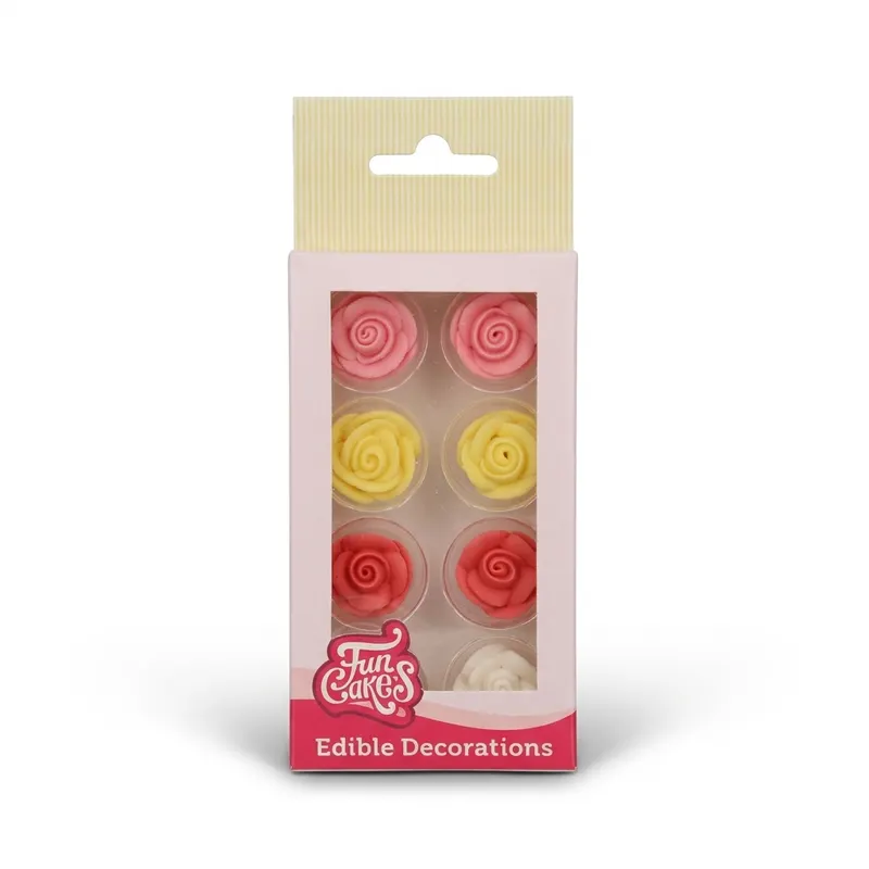 Cukrové mini růže FunCakes v osmi kusech o průměru 2,5 cm v několika barvách na zdobení dortů