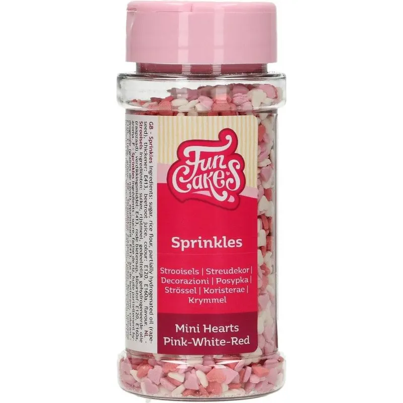 Cukrové zdobení ve tvaru mini srdíček značky FunCakes na dort a cukroví, balení 60 g