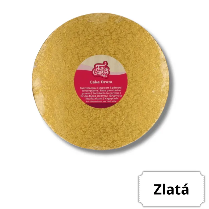 Zlatá kulatá dortová podložka FunCakes o průměru 25 cm s výškou 12 mm pro stabilní podklad dortu