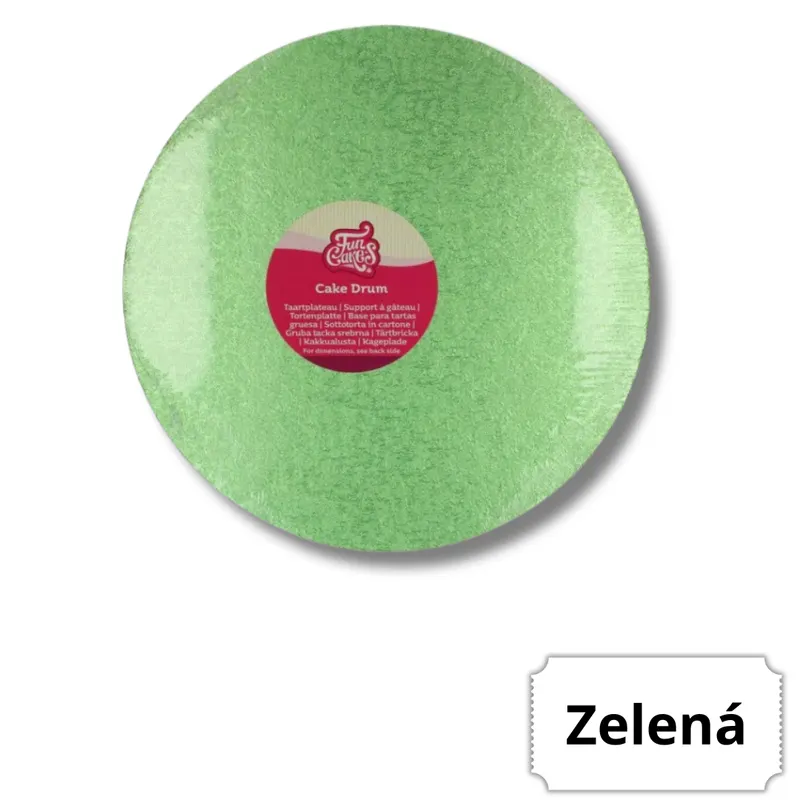 Kulatá dortová podložka FunCakes světle zelené barvy o průměru 25 cm a výšce 12 mm