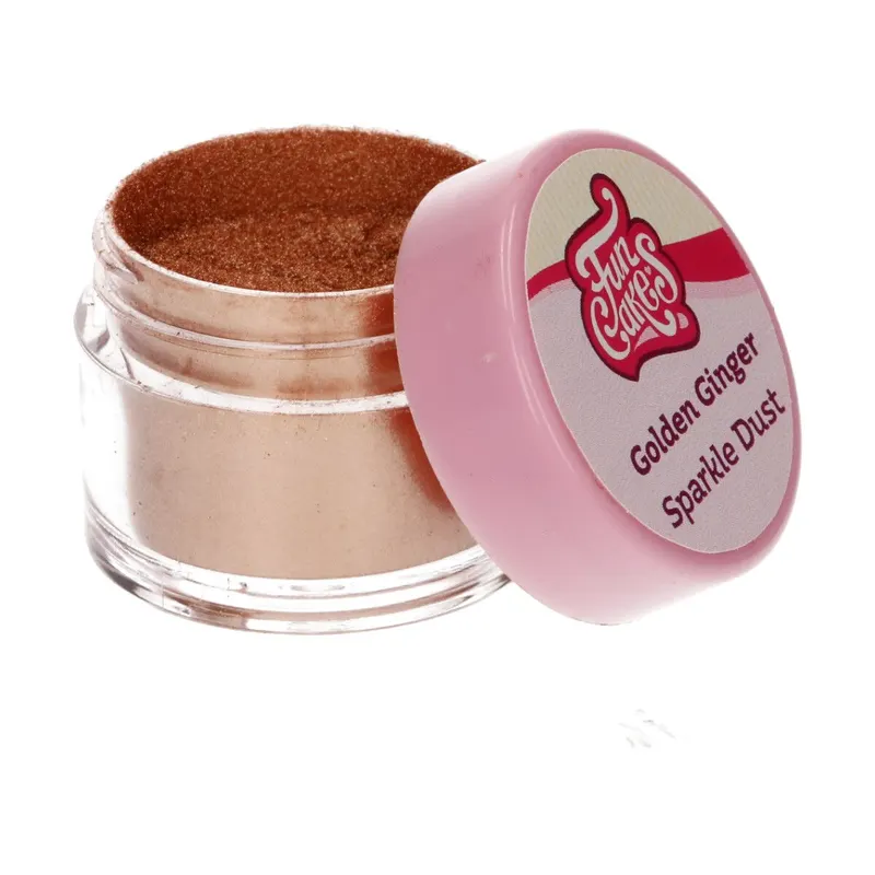 Extra lesklá cukrářská barva FunCakes ve zlatém odstínu Ginger pro třpytivé dekorace dortů