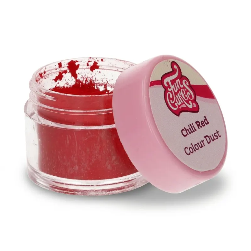 Prachová barva FunCakes v odstínu červené chilli pro zdobení fondánu a marcipánu, balení 4 g