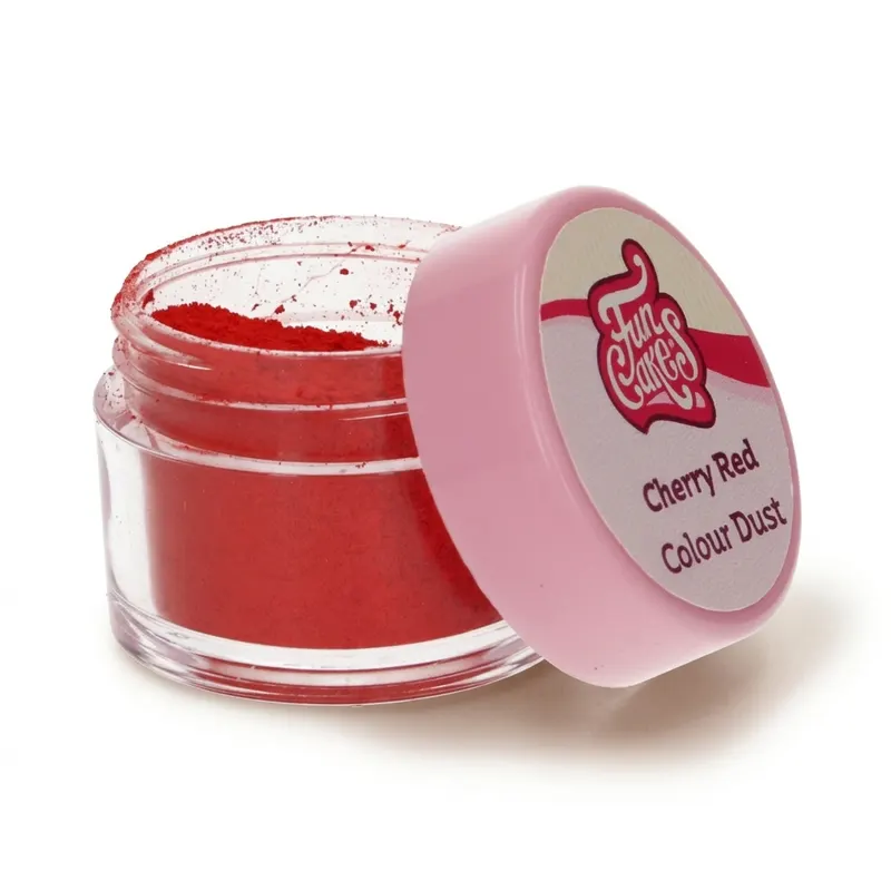 Prachová jedlá barva FunCakes Cherry Red v třešňovém odstínu na zdobení cukrářských dortů