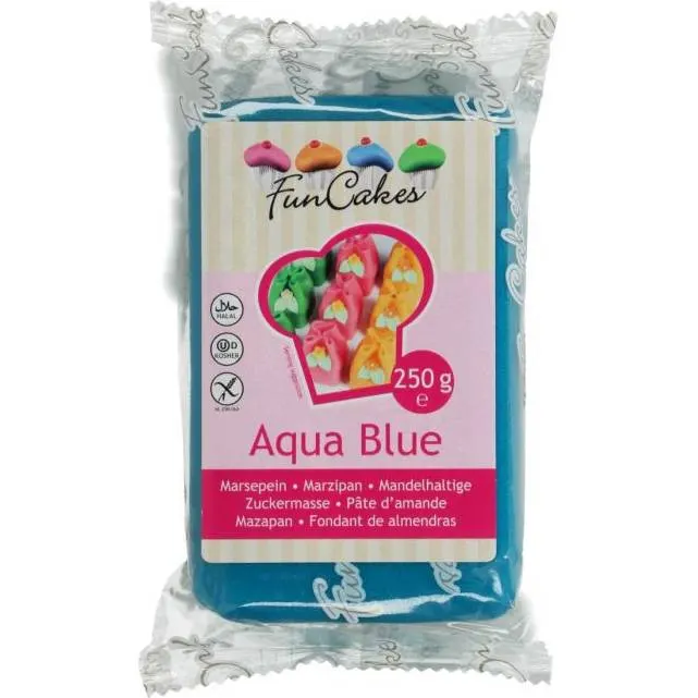Modrý marcipán FunCakes Aqua Blue 250 g v tyrkysovém odstínu pro zdobení dortů a modelování figurek