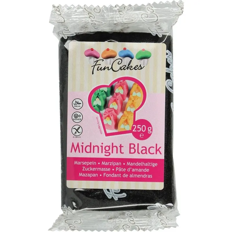Černý marcipán FunCakes Midnight Black 250 g na modelování a potahování dortů
