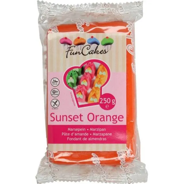 Oranžový marcipán FunCakes na modelování a potahování dortů, balení 250 g s mandlovou chutí