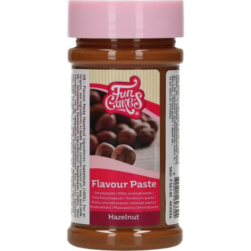 Ochucovací pasta FunCakes s příchutí lískového ořechu pro ochucení krémů, ganache a těst na dorty