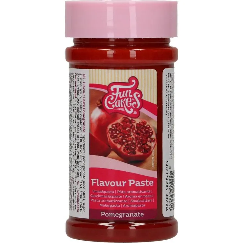 Ochucovací pasta s příchutí granátového jablka od značky FunCakes v objemu 120 g pro ochucení krémů, těst a dezertů