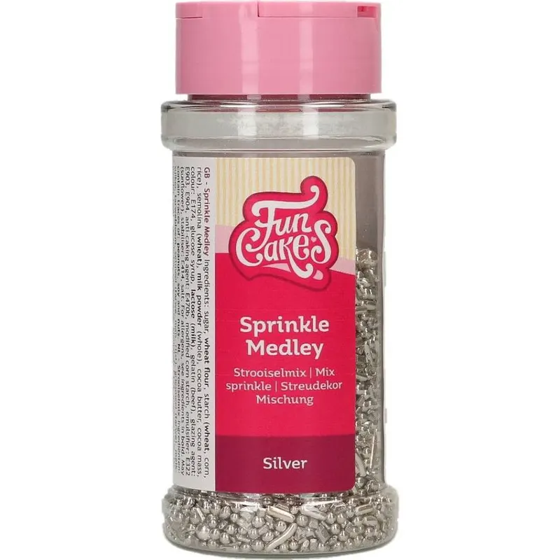 Cukrové zdobení ve stříbrné barvě FunCakes, 65 g, na dezerty a dorty pro metalický lesk