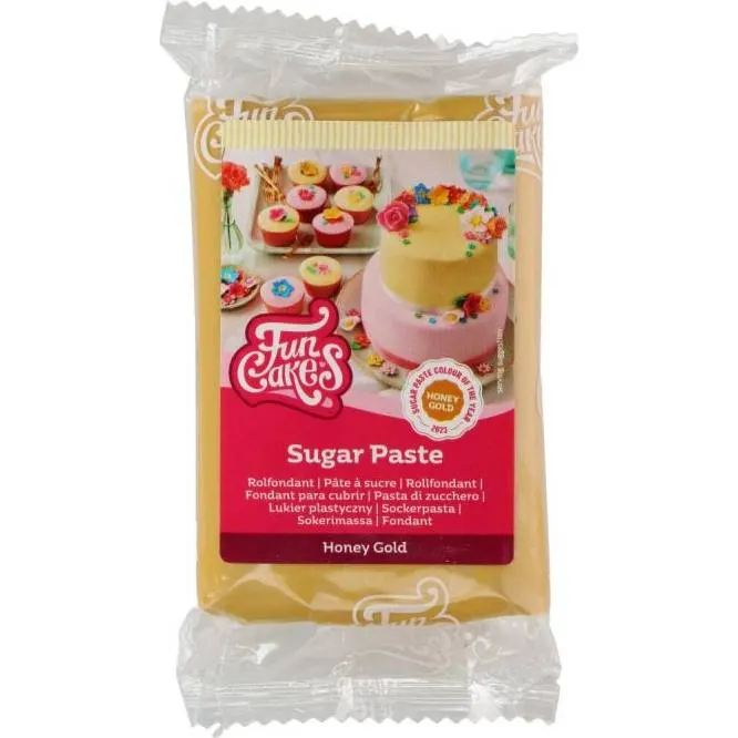 Potahovací hmota FunCakes v medově zlatém odstínu na dorty, balení 250 g