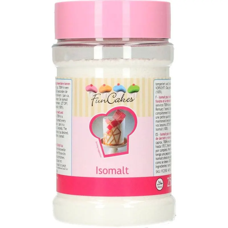 Isomalt na cukrářské dekorace FunCakes v balení 250 g pro lité a tažené karamelové ozdoby na dorty