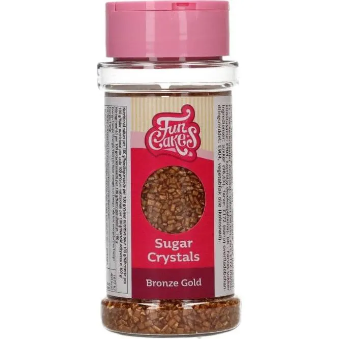 Cukrové krystalky bronzově zlaté v balení 80 g pro zdobení dortů a dezertů od značky FunCakes