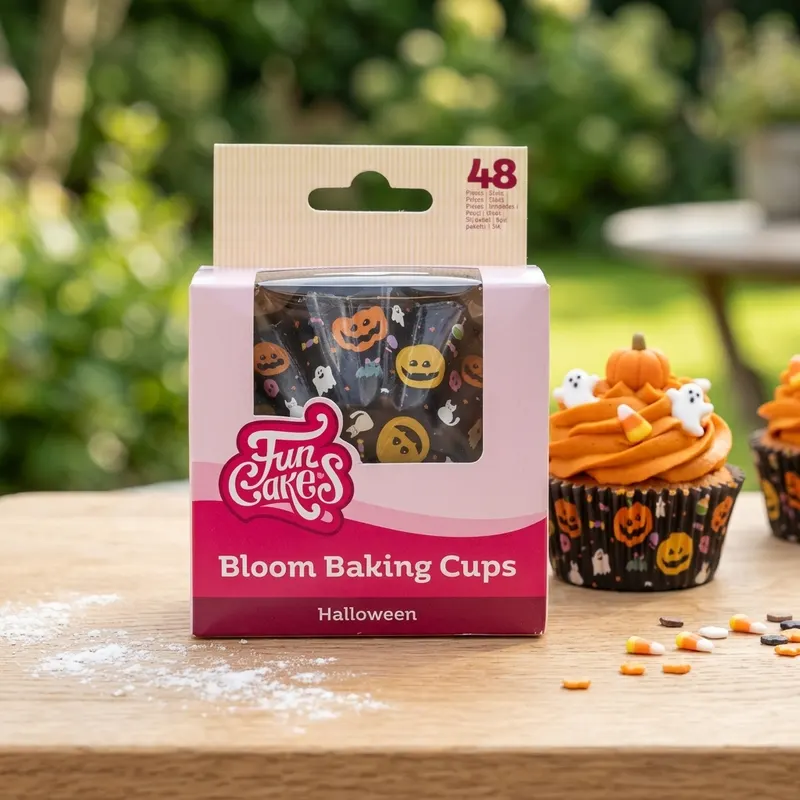 Papírové cukrářské košíčky FunCakes s motivem dýně na muffiny a cupcakes, balení 48 kusů