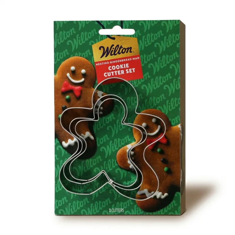 Sada tří nerezových vykrajovátek ve tvaru perníkového panáčka od značky Wilton o velikostech 11, 8,7 a 8 cm
