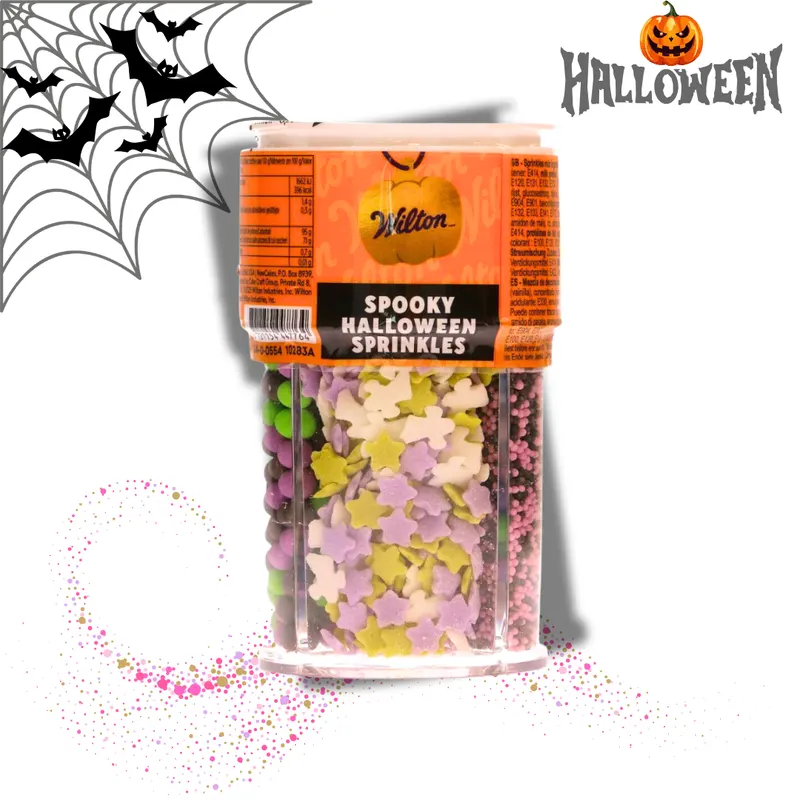Cukrové sypání Wilton Halloween Spooky MIX se čtyřmi motivy v otočném dávkovači na zdobení dortů a cupcakes