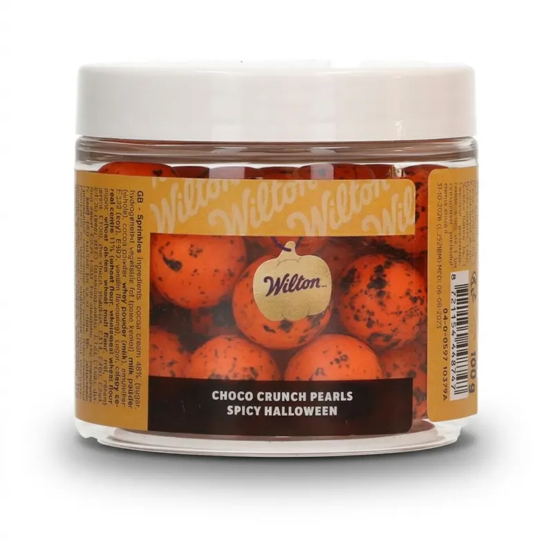 Čokoládové kuličky Decora s příchutí pumpkin spice v podzimním Halloween provedení, 100 g na zdobení dortů a dezertů