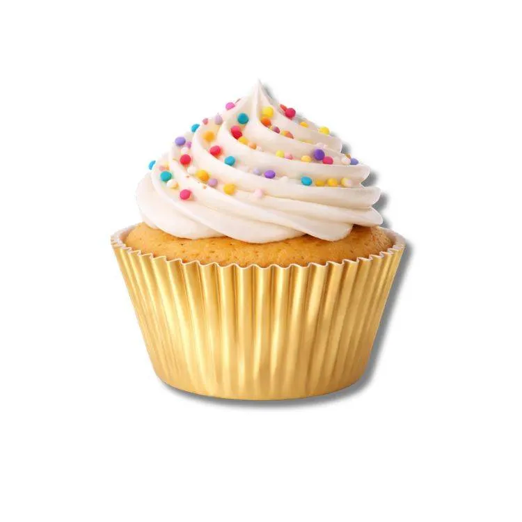Zlaté metalické košíčky na muffiny, 50 ks, vhodné na pečení muffinů a cupcakes