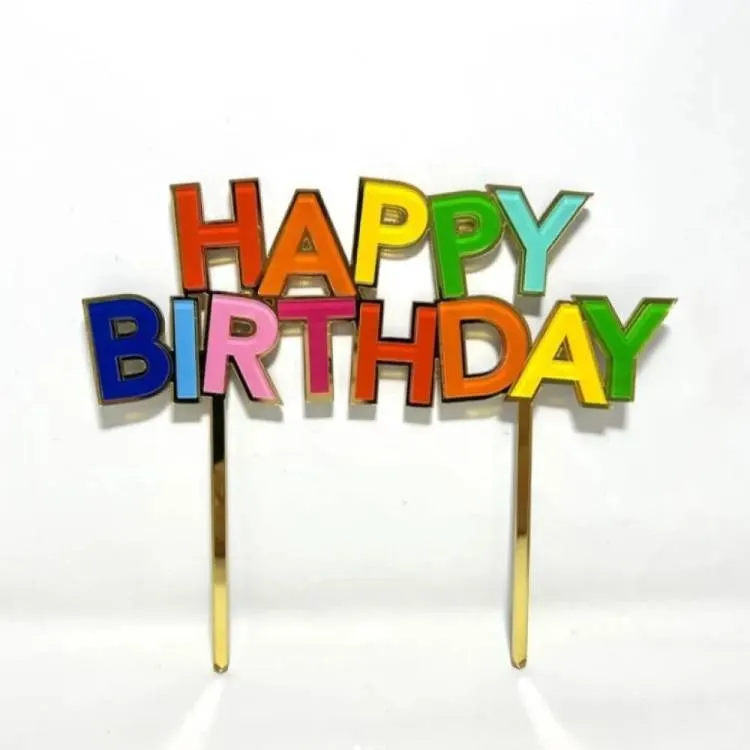 Barevný zápich do dortu s nápisem Happy Birthday pro narozeninové oslavy
