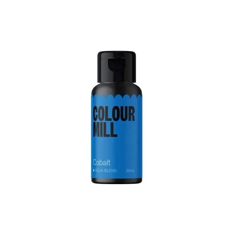 Koncentrovaná potravinářská barva na vodní bázi Colour Mill v kobaltově modrém odstínu v lahvičce 20 ml na barvení cukrářských výrobků