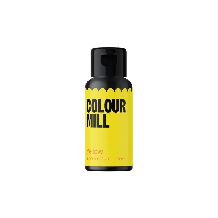 Koncentrovaná barva na vodní bázi Colour Mill ve žluté barvě v objemu 20 ml pro barvení dortů, glazur a cukrovinek