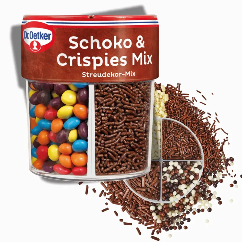 Křupavá čokoládová směs Dr. Oetker Crispies na zdobení dortů a dezertů, 73 g