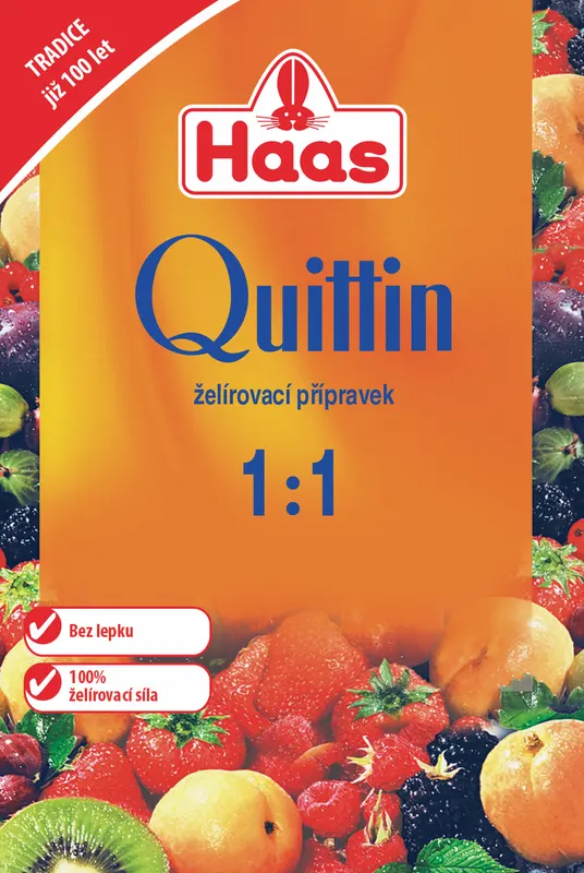 Želírovací přípravek Haas Quittin 1 : 1 pro domácí džemy a marmelády v poměru ovoce a cukru 1 : 1