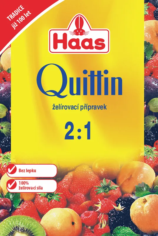 Haas Quittin 2 : 1 na želírování džemů a marmelád s polovičním množstvím cukru, balení 24 g