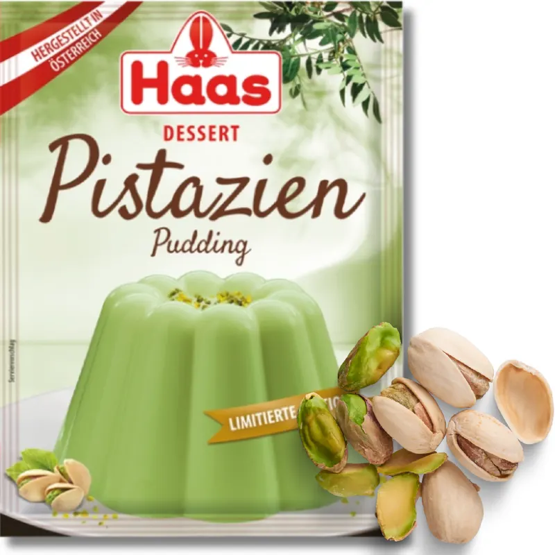 Dezertní puding HAAS s příchutí pistácie v prášku na přípravu hladkého krému