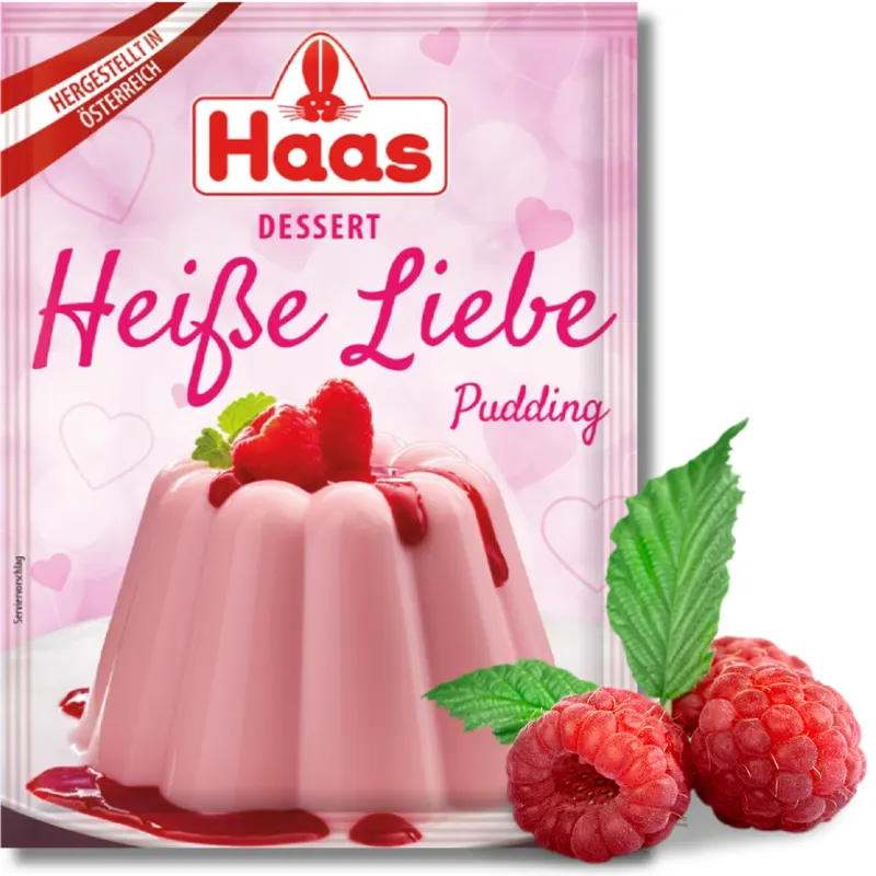 Dezertní puding HAAS s příchutí malina v sáčku na přípravu sladkého krému