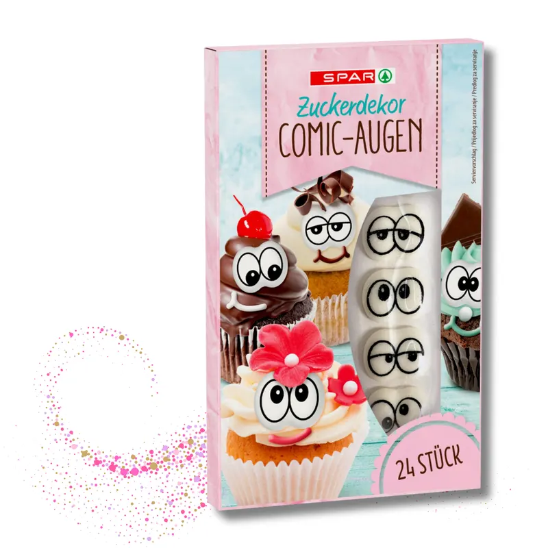 Cukrová dekorace ve tvaru divokých očí, 24 kusů, na zdobení dortů, muffinů a cake pops