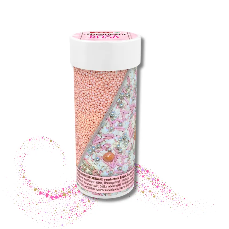 Rakouské růžové cukrářské sypání pro zdobení dortů, cupcaků a cukroví, balení 60 g