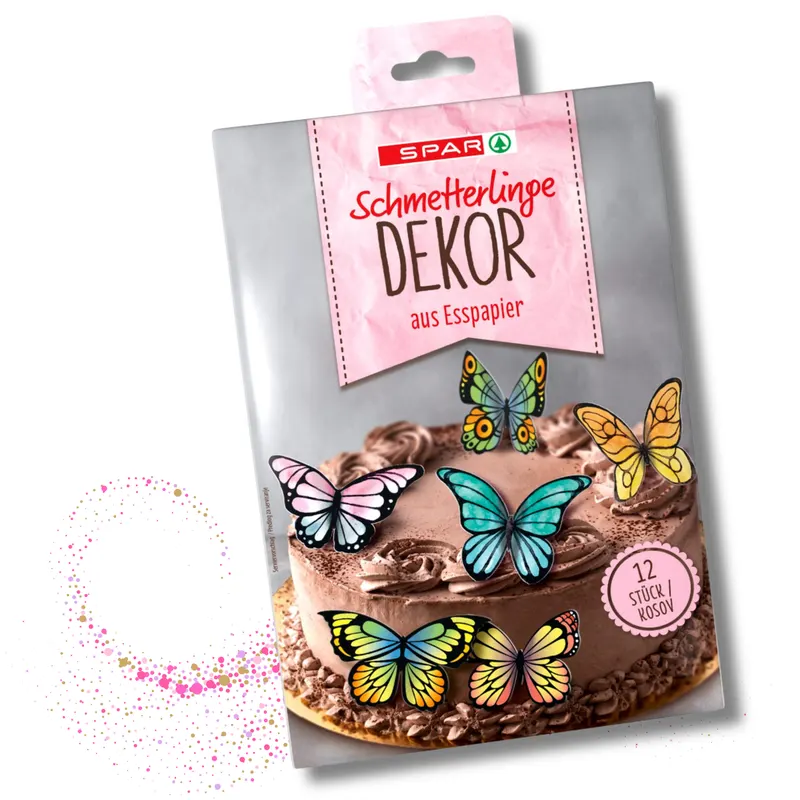 Jedlé papírové motýlky pro zdobení dortů a cupcakes, 12 ks, velikost cca 5–6 cm