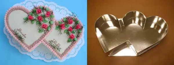 Dortová forma ve tvaru dvojitého srdce z pocínovaného plechu od značky Felcman pro pečení valentýnských dortů a koláčů
