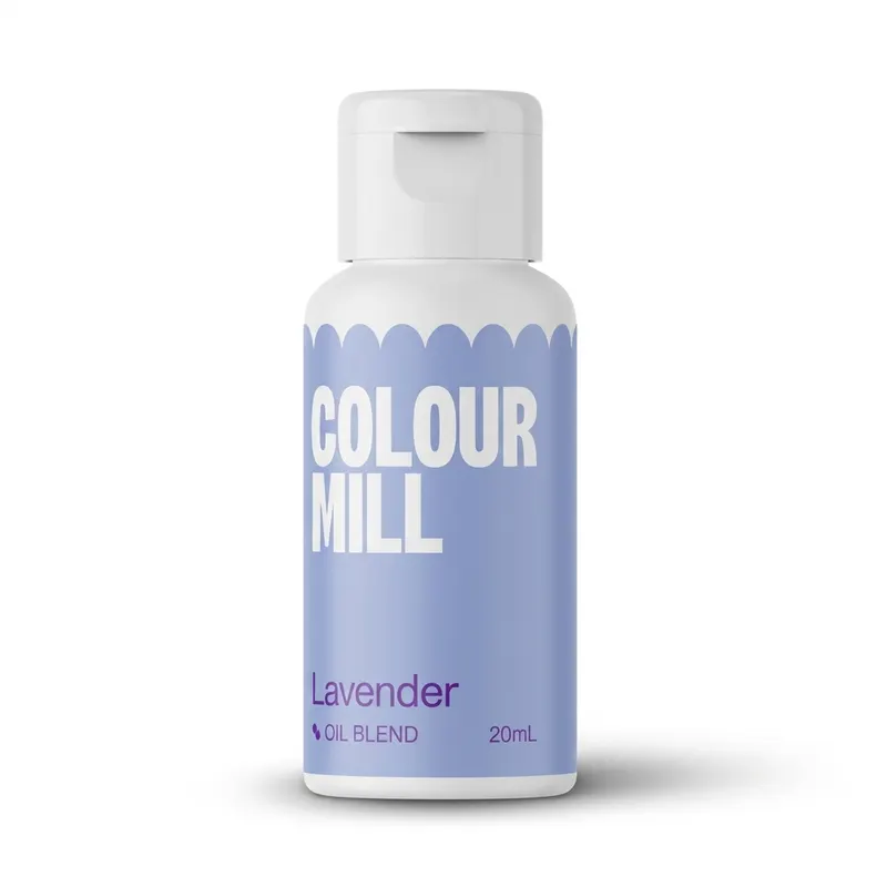Tekutá olejová barva Colour Mill v levandulovém odstínu pro barvení tučných krémů a čokolády v objemu 20 ml