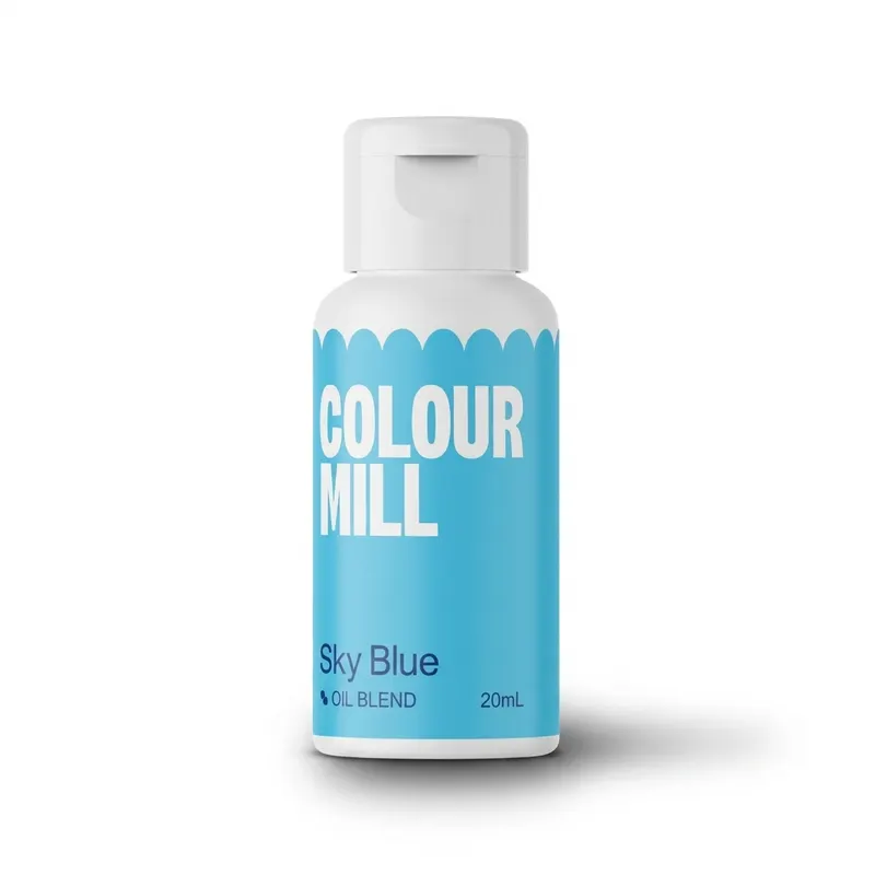Tekutá olejová barva Colour Mill v nebesky modrém odstínu sky blue pro barvení čokolády, krémů a těsta