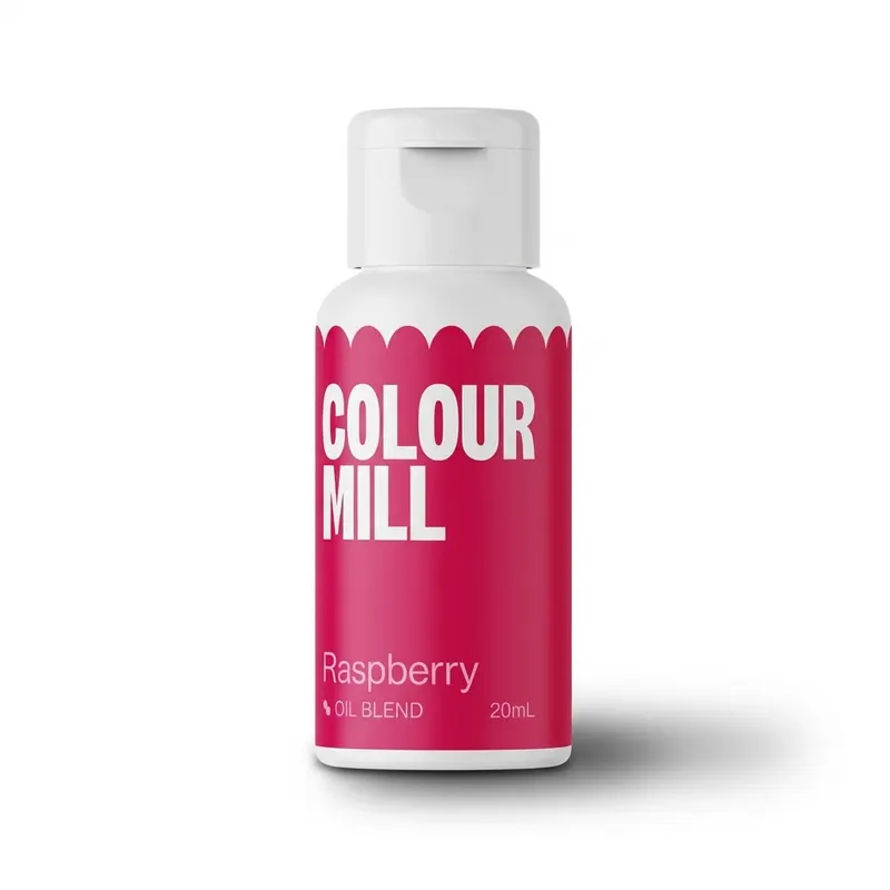 Tekutá olejová barva Colour Mill v malinovém odstínu na barvení krémů a čokolády, balení 20 ml