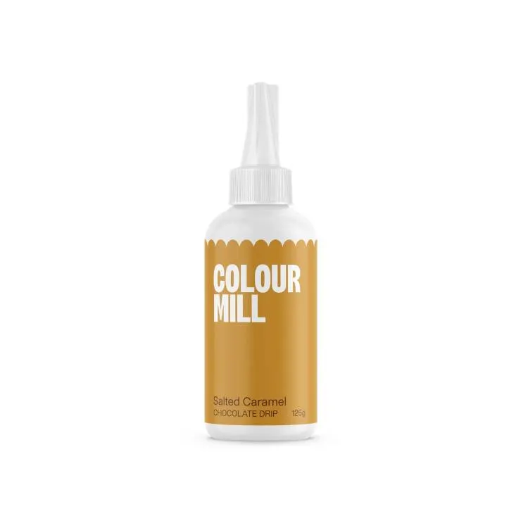 Čokoládová poleva Colour Mill Chocolate Drip se slanou karamelovou příchutí k zdobení dortů a sladkostí