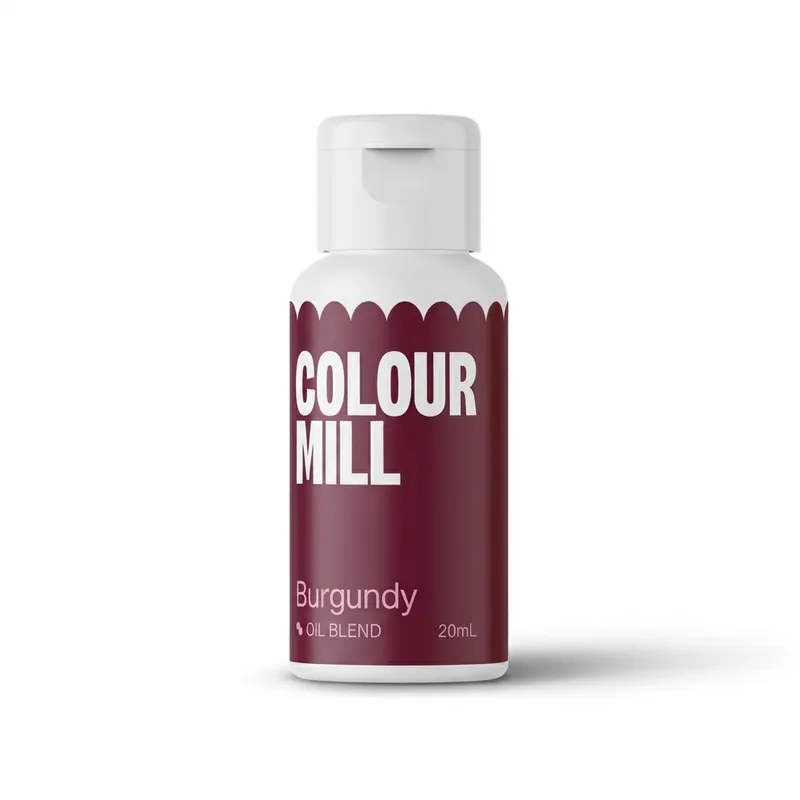 Tekutá olejová barva Colour Mill v odstínu bordó pro barvení krémů a čokolády s objemem 20 ml