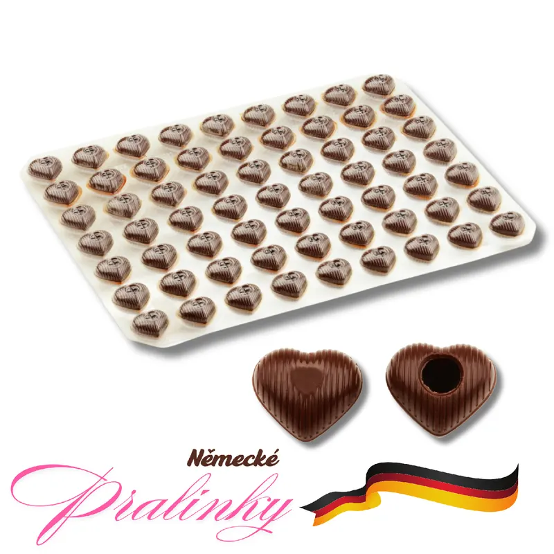 Prázdná tmavá čokoládová srdíčka značky Cake Masters, 63 kusů, k plnění domácích pralinek