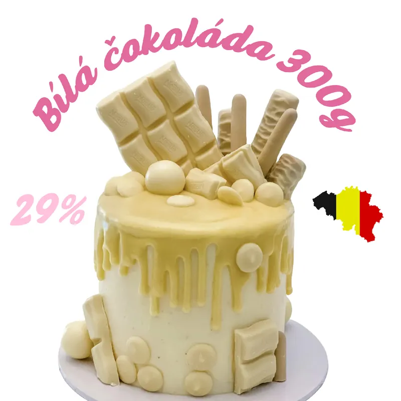 Belgická bílá čokoláda ARABESQUE 29 % kakaového másla v balení 300 g vhodná na pralinky, polevy a krémy