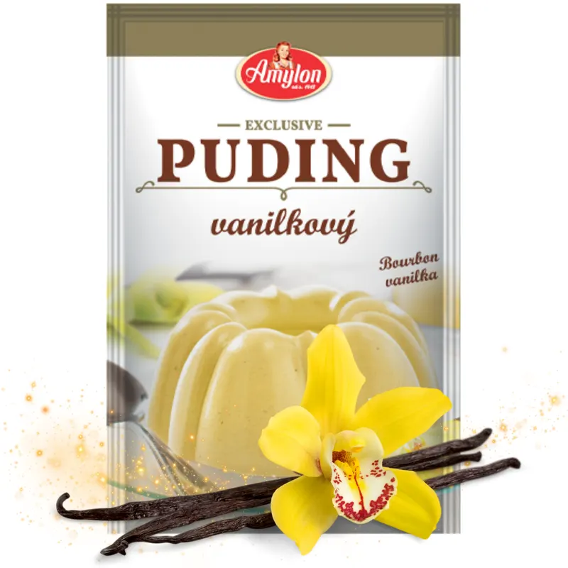 Vanilkový puding Amylon Exclusive s pravou vanilkou v sáčku 40 g na přípravu dezertů a krémů