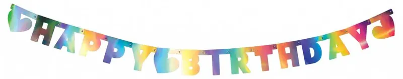Holografická girlanda s nápisem Happy Birthday od značky Alvarak o délce 200 cm na narozeninové oslavy