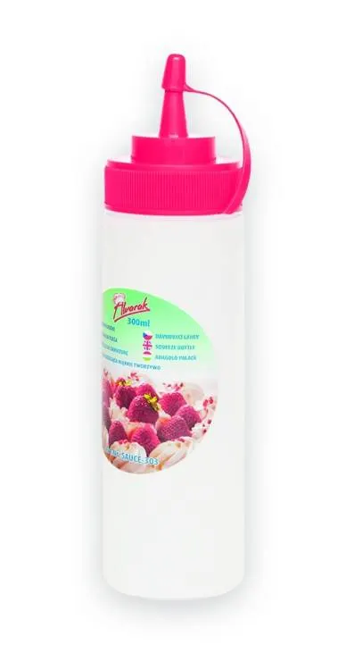 Dávkovací láhev Alvarak s růžovým víčkem o objemu 300 ml na oleje, octy a sirupy