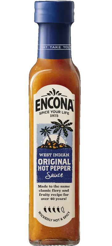 Encona Hot Pepper ostrá omáčka z habanera a scotch bonnet papriček, láhev 142 ml